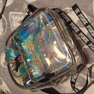 VS Pink holographic PVC mini backpack
